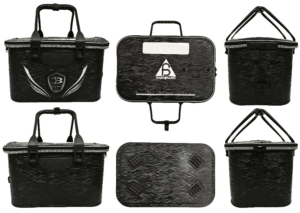 一組帶有手柄和手柄的黑色冷藏袋。